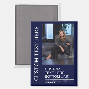 Custom Navy Magnet Stylish Text And Photo Design