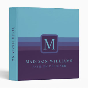 Custom Navy Midnight Blue Purple Color Block 3 Ring Binder