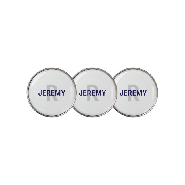 Custom Navy Name Monogram  Golf Ball Marker (3 Up)