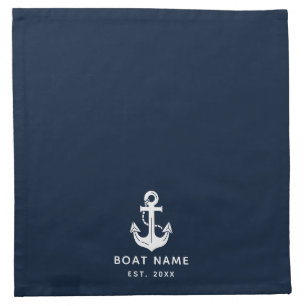 Custom Navy Nautical Boat Name Year Established Cloth Napkin