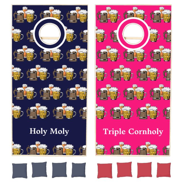 Custom Navy Pink BEERS Cornhole Set (Set)
