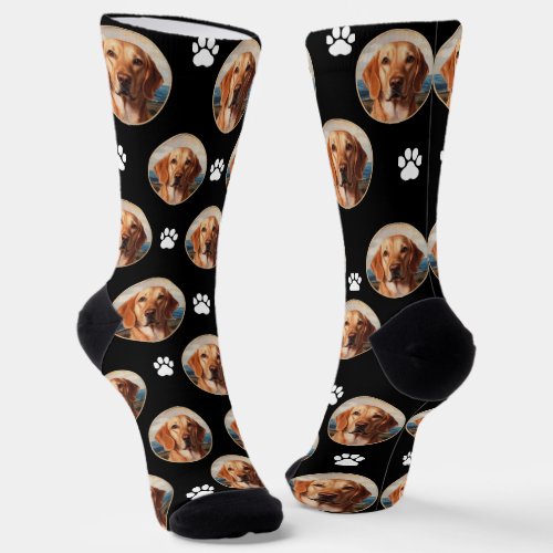 Custom navy socks with cute dog paw print