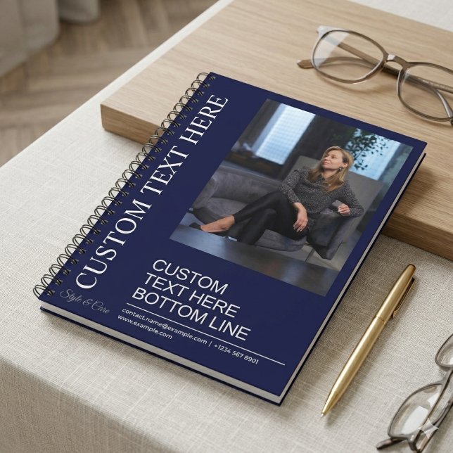 Custom Navy Spiral Notebook With Text And Image (Custom Navy Spiral Notebook With Text And Image)