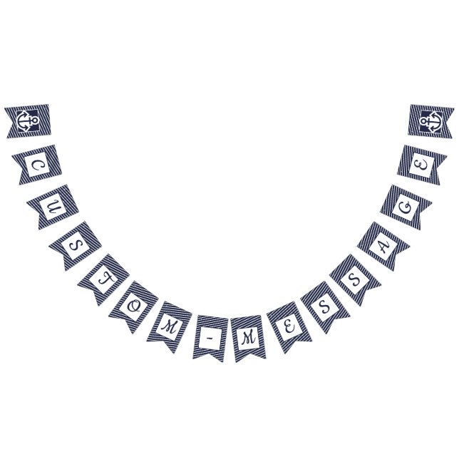 Custom Navy Striped Preppy Anchor Bunting Bunting Flags (All)