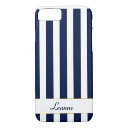 Custom Navy Stripes with Gold Accents iPhone 8/7 Case