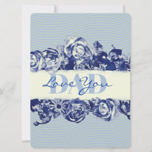 Custom Navy Vintage Father's Day Love You Dad Holiday Card