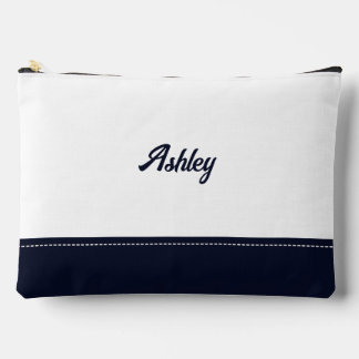 Custom navy white personalized preppy stylish chic accessory pouch