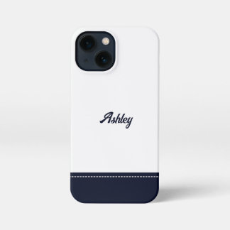 Custom navy white personalized preppy stylish chic iPhone 13 mini case