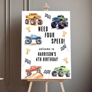 Custom Need Four Speed Monster Truck 4th Birthday Foam Board
