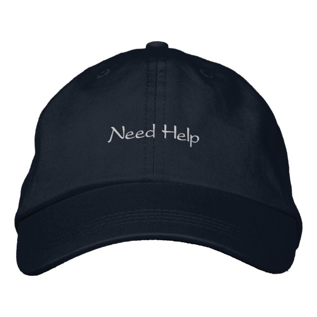 Custom Need Help Text Printed Just Ask Guide-Hat Embroidered Baseball Cap (Front)