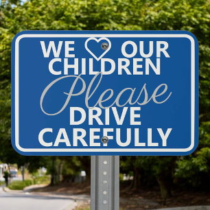 Custom Neighborhood Children Blue Speeding Safety Metal Sign
