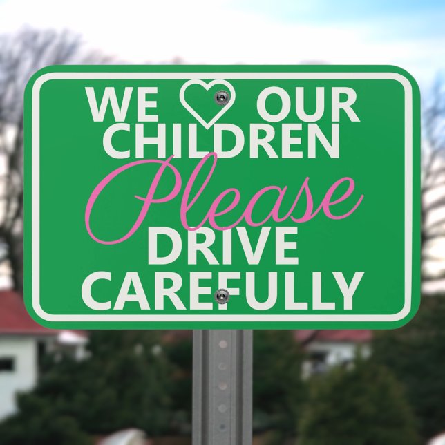 Custom Neighborhood Children Green Speeding Safety Metal Sign (Creator Uploaded)