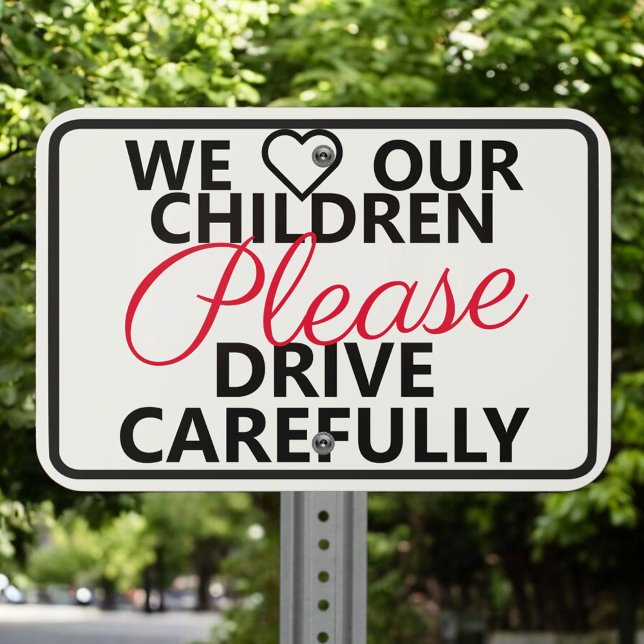 Custom Neighborhood Kids White Blk Speeding Safety Metal Sign (Creator Uploaded)