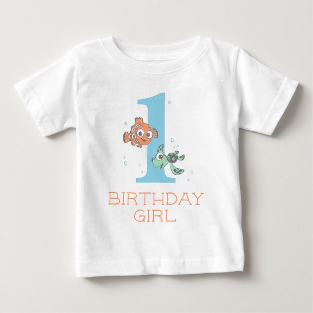 Custom Nemo & Squirt | 1st Birthday  Baby T-Shirt (Front)