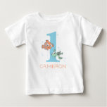 Custom Nemo &amp; Squirt | 1st Birthday  Baby T-shirt at Zazzle
