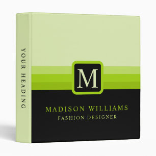 Custom Neon Bright Green Black Color Block 3 Ring Binder