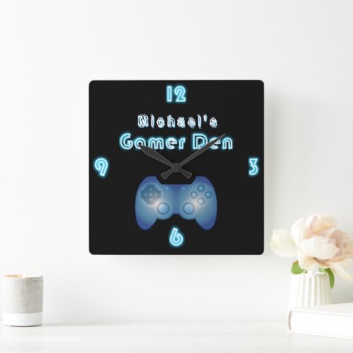 Custom Neon Clock Gamers Den ManCave Boys Room Zazzle