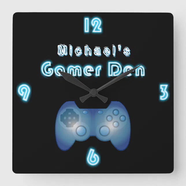 Custom Neon Clock Gamers Den ManCave Boys Room Zazzle