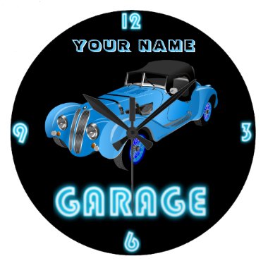 Custom NEON GARAGE Clock ADD Business Name Cars 2