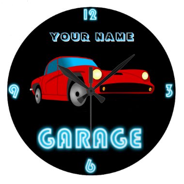 Custom NEON GARAGE Clock ADD Business Name Cars 3