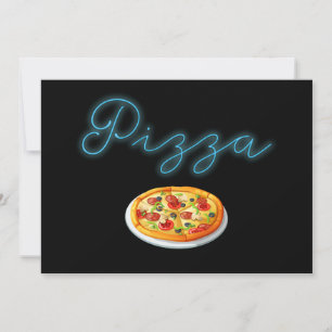 Custom Neon Glow Pizza Party Invitation