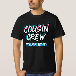 Custom Neon Graffiti Style Cousin Crew Matching T-Shirt