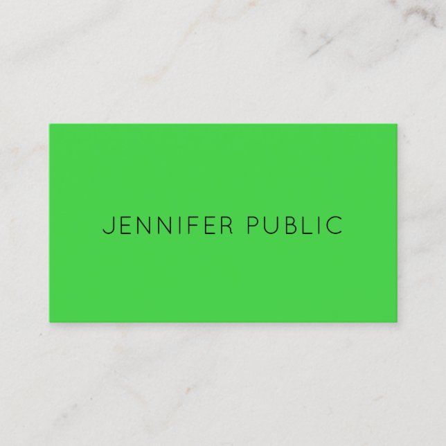 Custom Neon Green Color Modern Elegant Template Business Card (Front)