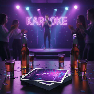 Custom Neon Karaoke Night Bachelor Party  Napkins