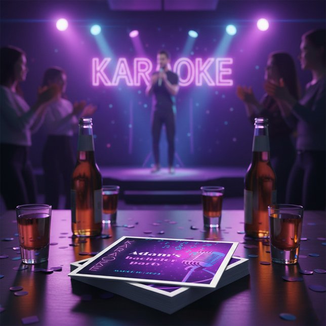 Custom Neon Karaoke Night Bachelor Party  Napkins (Creator Uploaded)
