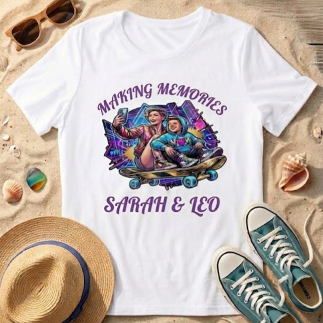 Custom Neon Mom & Son Art | Making Memories Tee (Creator Uploaded)