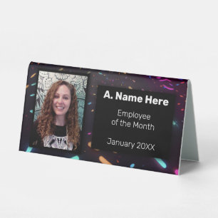 Custom Neon Party Employee of the Month Table Tent