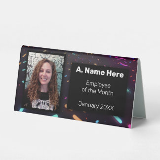 Custom Neon Party Employee of the Month Table Tent