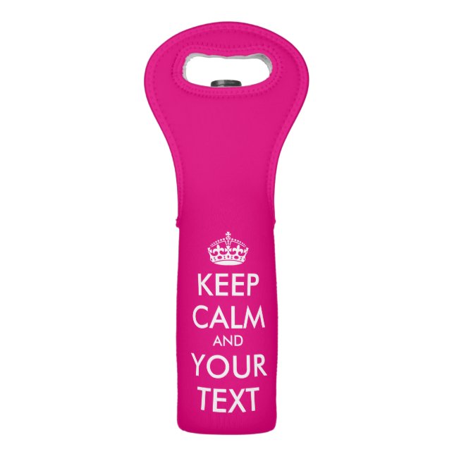Custom neon pink keep calm wine tote bags (Front)