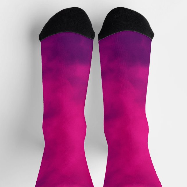 Custom Neon Pink Smoke Gradient Men’s Crew Socks (Top)