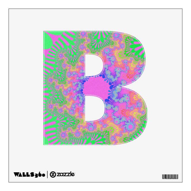 Custom Neon Rainbow Sunburst Letter B Decal (Front)