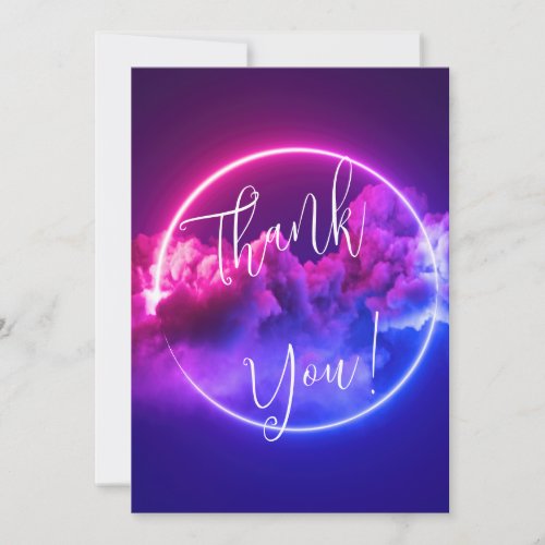 Custom Neon Sign Pink  Purple Clouds Blank  Invitation