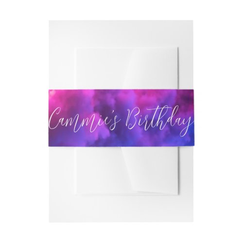 Custom Neon Sign Pink  Purple Clouds  Invitation Belly Band
