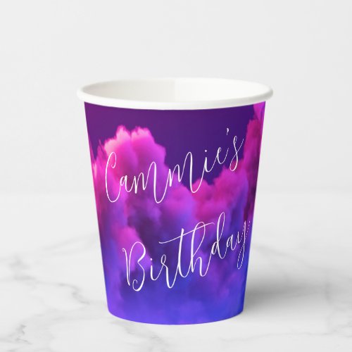 Custom Neon Sign Pink  Purple Clouds Paper Cups