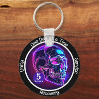 Custom Neon Skull 12-Step Milestone Gift