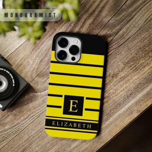 Custom Neon Yellow And Black Color Stripes  Case_Mate iPhone 14 Pro Max Case