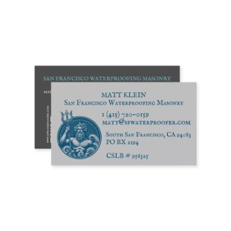Custom Neptune's Trident Logo/QR Code/URL Masonry Business Card