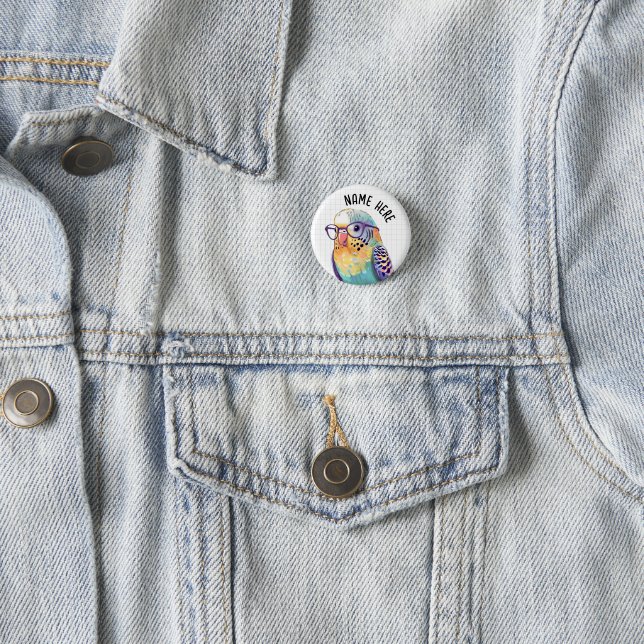 Custom Nerdy Budgie Button (In Situ)