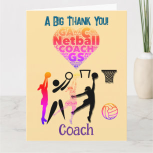 Custom Netball Coach Thank You Card