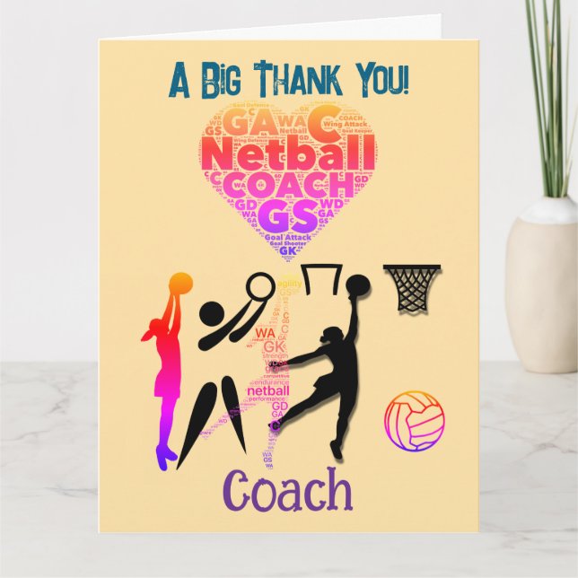 Custom Netball Coach Thank You Card (Front)