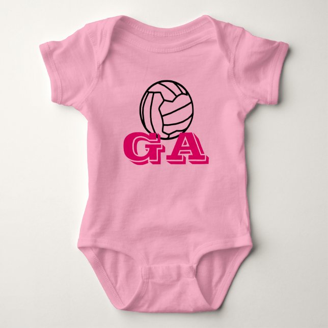Custom Netball Player Position Ball Print Baby Bodysuit (Front)