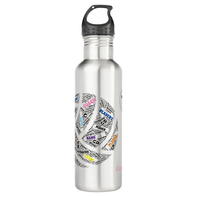 Custom Netball Team Named Water Bottle (Front)
