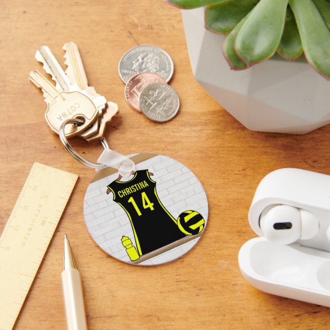 Custom Netball Uniform black yellow Keychain (Desk)