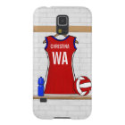 Custom Netball Uniform Red with Blue and White