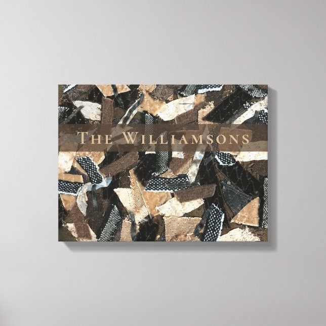 Custom Neutral Abstract Stripes Patchwork Aspect  Canvas Print (Front)