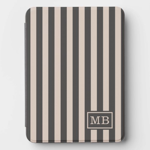 Custom Neutral Beige Brown Black Striped Pattern Kindle Cover